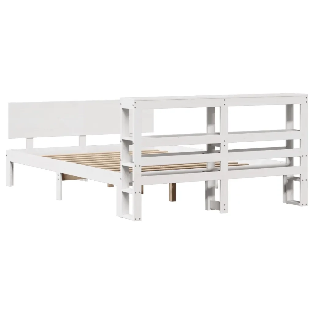 Letto matrimoniale | Letto per adulti | Giroletto con Testiera senza Materasso Bianco 120x200 cm - Image 6