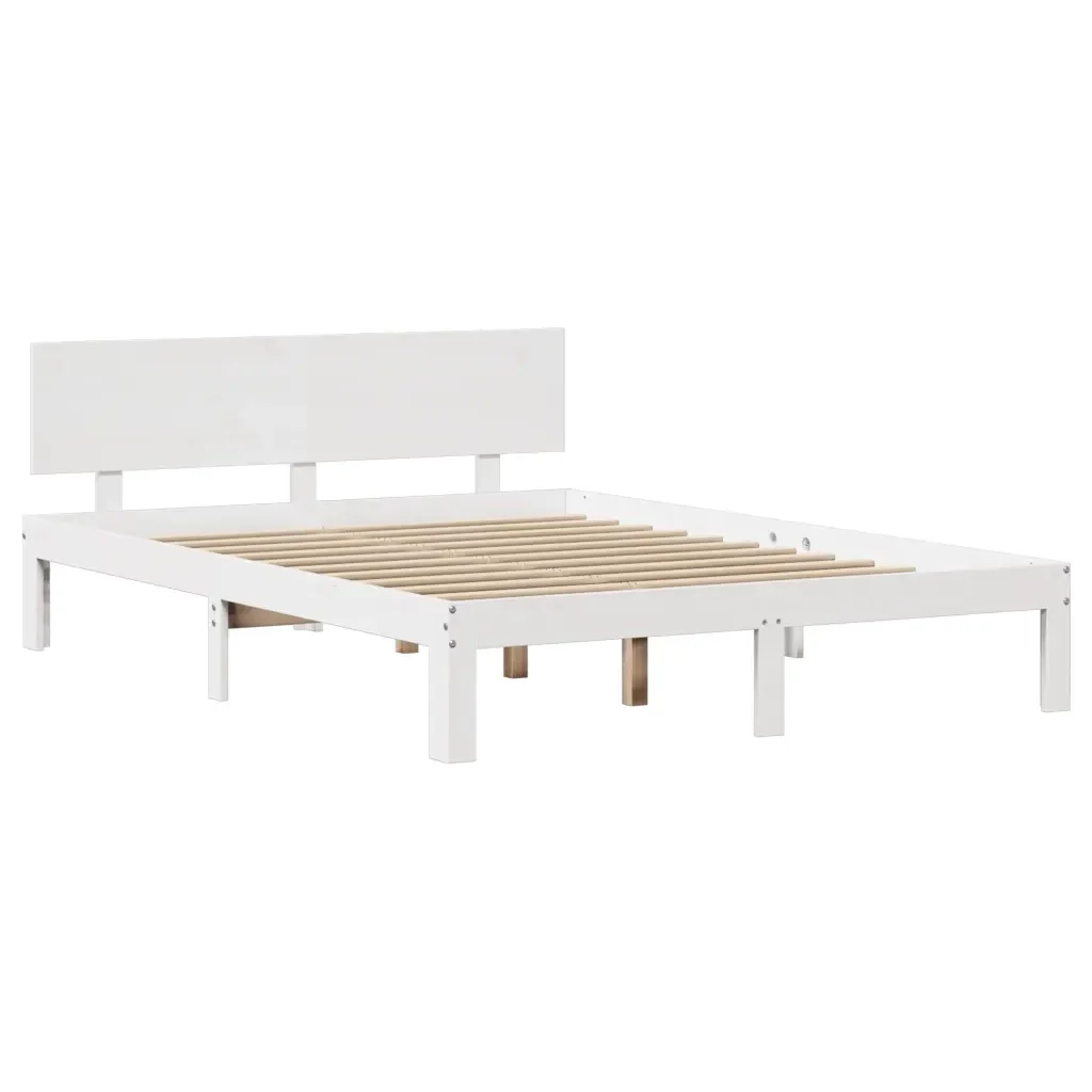 Letto matrimoniale | Letto per adulti | Giroletto con Testiera senza Materasso Bianco 120x200 cm - Image 7