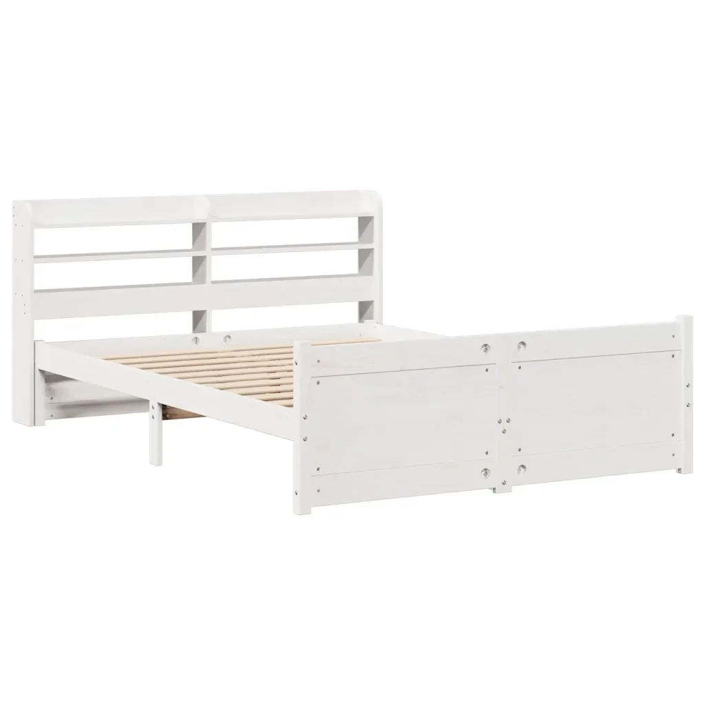 Letto matrimoniale | Letto per adulti | Giroletto con Testiera senza Materasso Bianco 120x200 cm - Image 4
