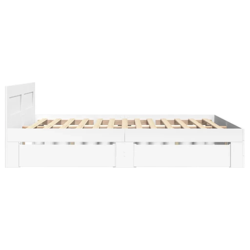 Letto matrimoniale | Letto per adulti | Giroletto con Testiera senza Materasso Bianco 120x200 cm - Image 6