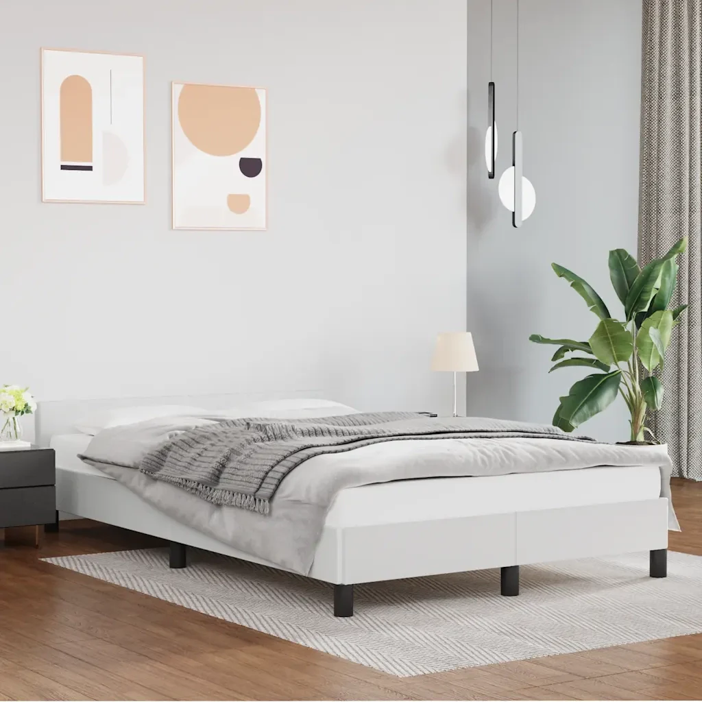 Letto matrimoniale | Letto per adulti | Giroletto con Testiera senza Materasso Bianco 120x200 cm - Image 2