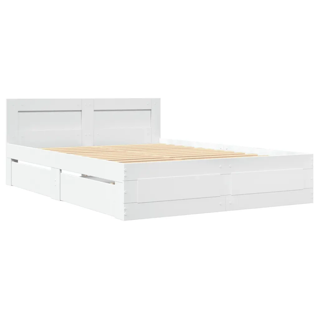 Letto matrimoniale | Letto per adulti | Giroletto con Testiera senza Materasso Bianco 140x190 cm - Image 4
