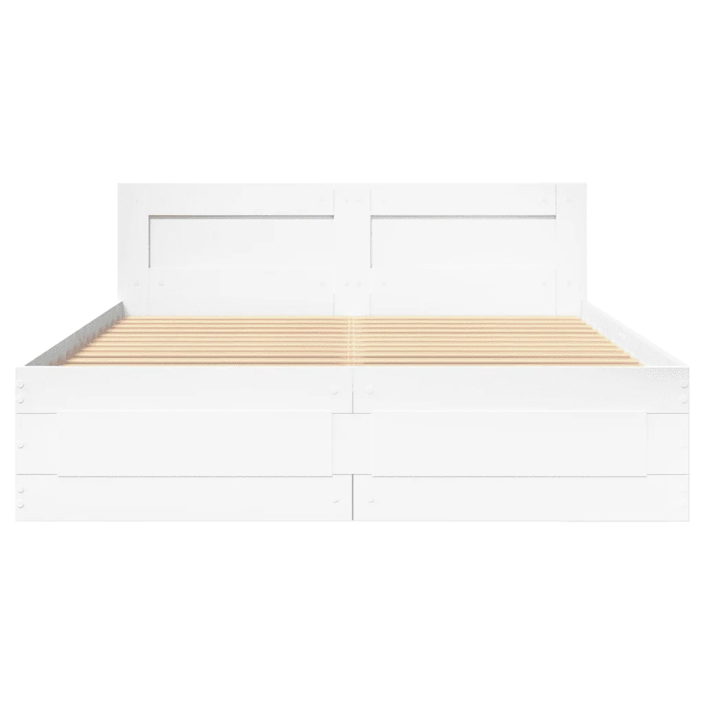 Letto matrimoniale | Letto per adulti | Giroletto con Testiera senza Materasso Bianco 140x190 cm - Image 5