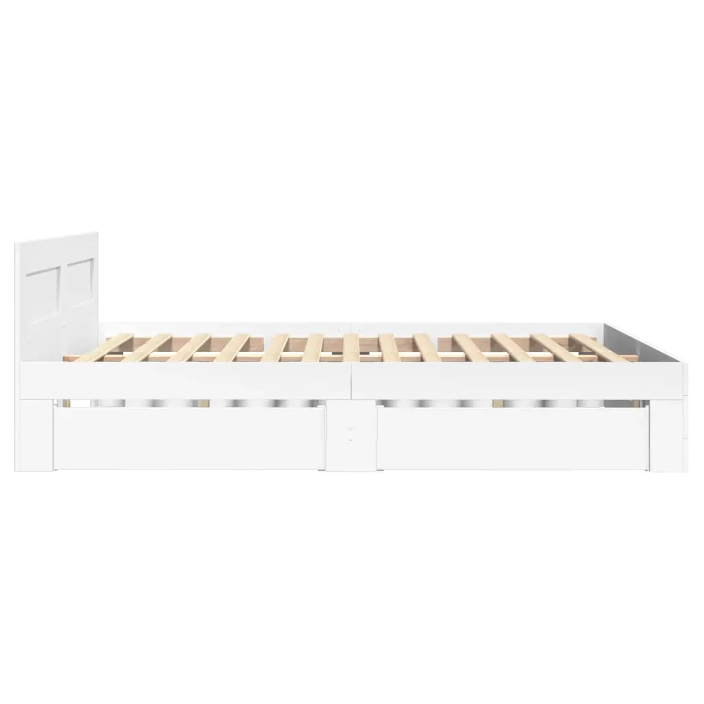 Letto matrimoniale | Letto per adulti | Giroletto con Testiera senza Materasso Bianco 140x190 cm - Image 6