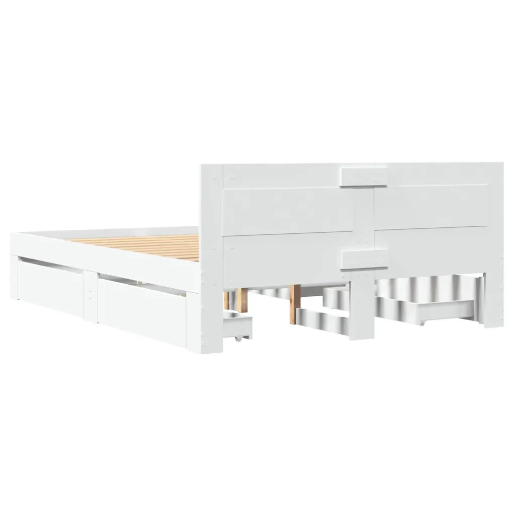 Letto matrimoniale | Letto per adulti | Giroletto con Testiera senza Materasso Bianco 140x190 cm - Image 7