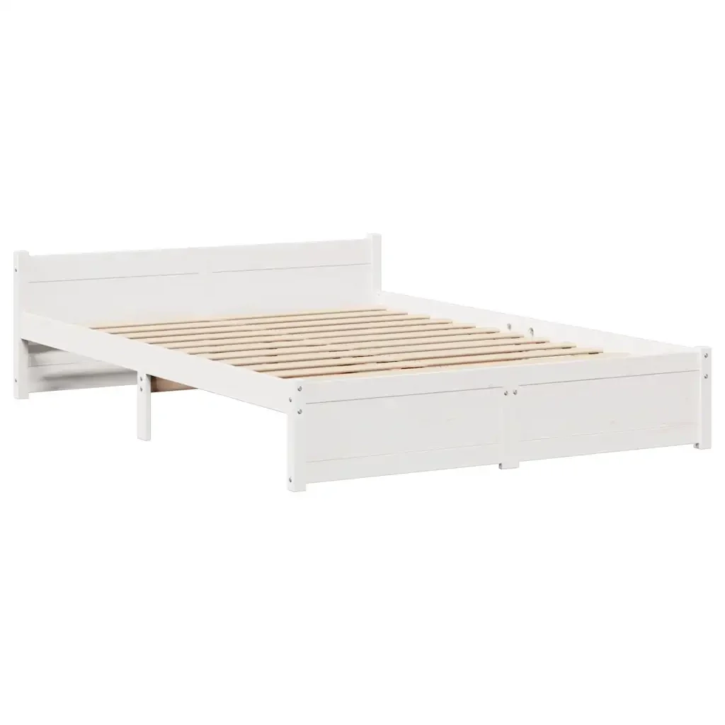Letto matrimoniale | Letto per adulti | Giroletto con Testiera senza Materasso Bianco 140x190 cm - Image 5