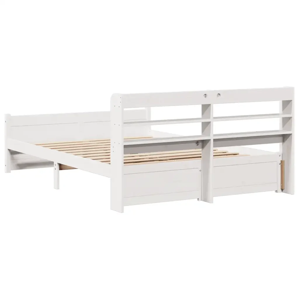 Letto matrimoniale | Letto per adulti | Giroletto con Testiera senza Materasso Bianco 140x190 cm - Image 8