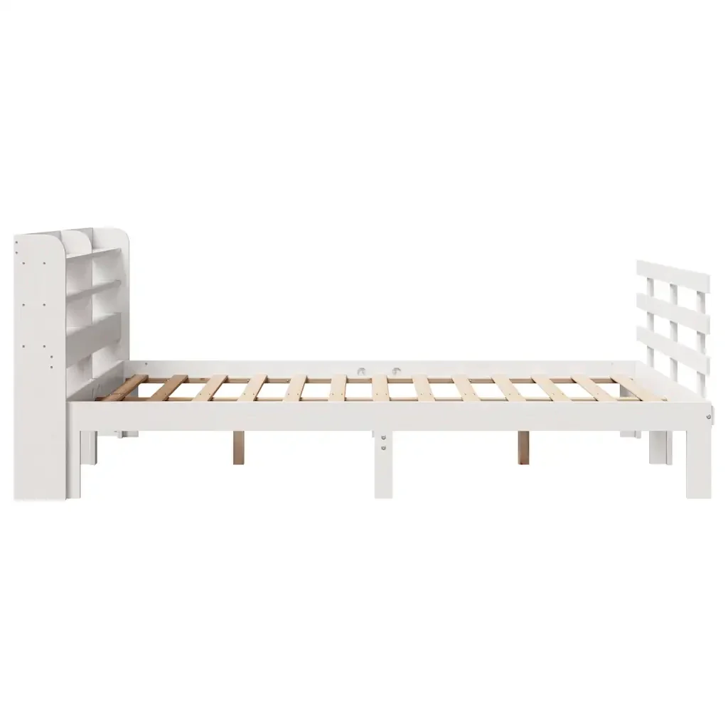 Letto matrimoniale | Letto per adulti | Giroletto con Testiera senza Materasso Bianco 140x190 cm - Image 7