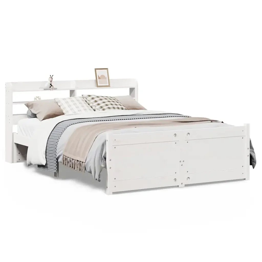 Letto matrimoniale | Letto per adulti | Giroletto con Testiera senza Materasso Bianco 140x200 cm