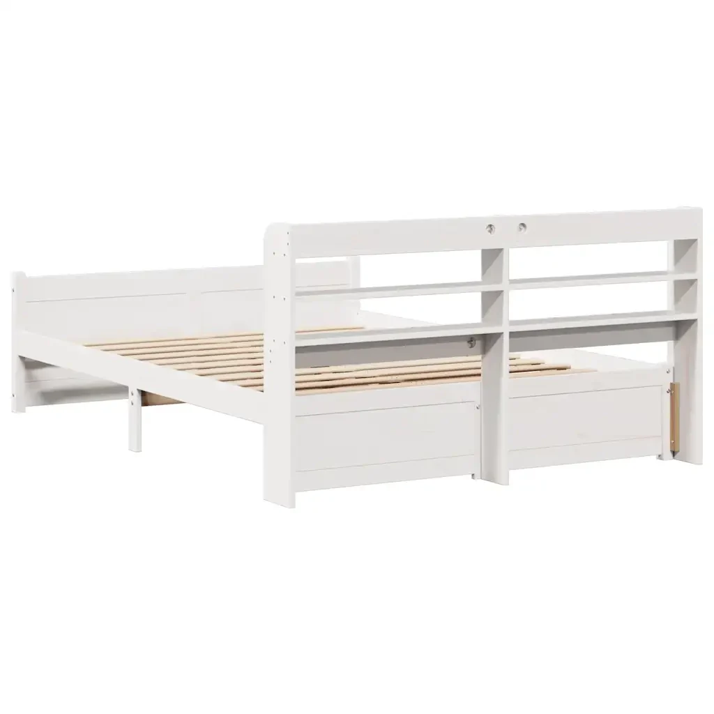 Letto matrimoniale | Letto per adulti | Giroletto con Testiera senza Materasso Bianco 140x200 cm - Image 8