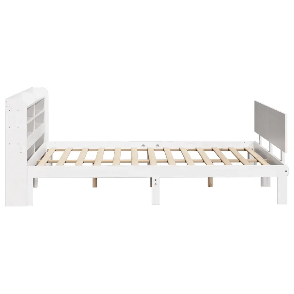 Letto matrimoniale | Letto per adulti | Giroletto con Testiera senza Materasso Bianco 140x200 cm - Image 5