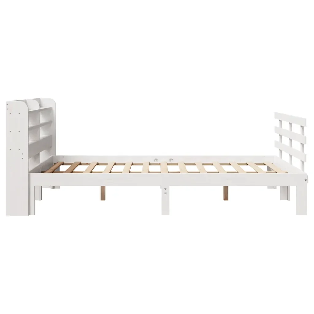 Letto matrimoniale | Letto per adulti | Giroletto con Testiera senza Materasso Bianco 140x200 cm - Image 7