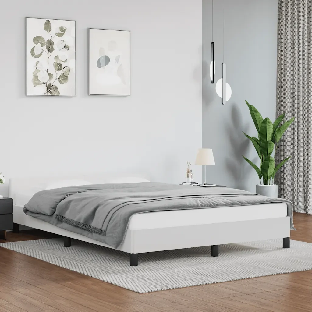 Letto matrimoniale | Letto per adulti | Giroletto con Testiera senza Materasso Bianco 140x200 cm - Image 2