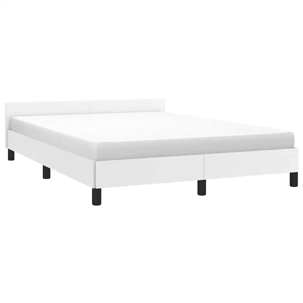 Letto matrimoniale | Letto per adulti | Giroletto con Testiera senza Materasso Bianco 140x200 cm - Image 3