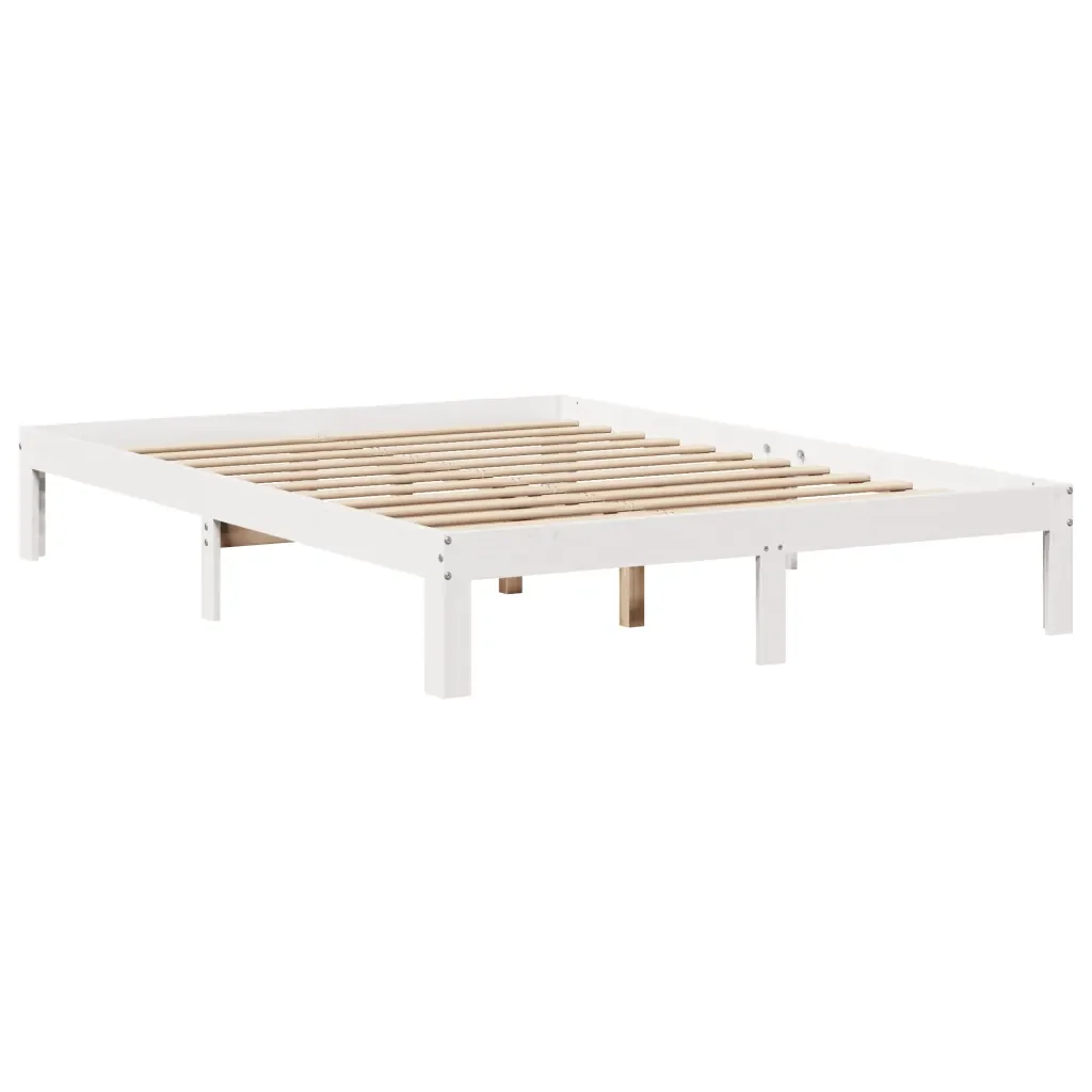 Letto matrimoniale | Letto per adulti | Giroletto con Testiera senza Materasso Bianco 160x200 cm - Image 8