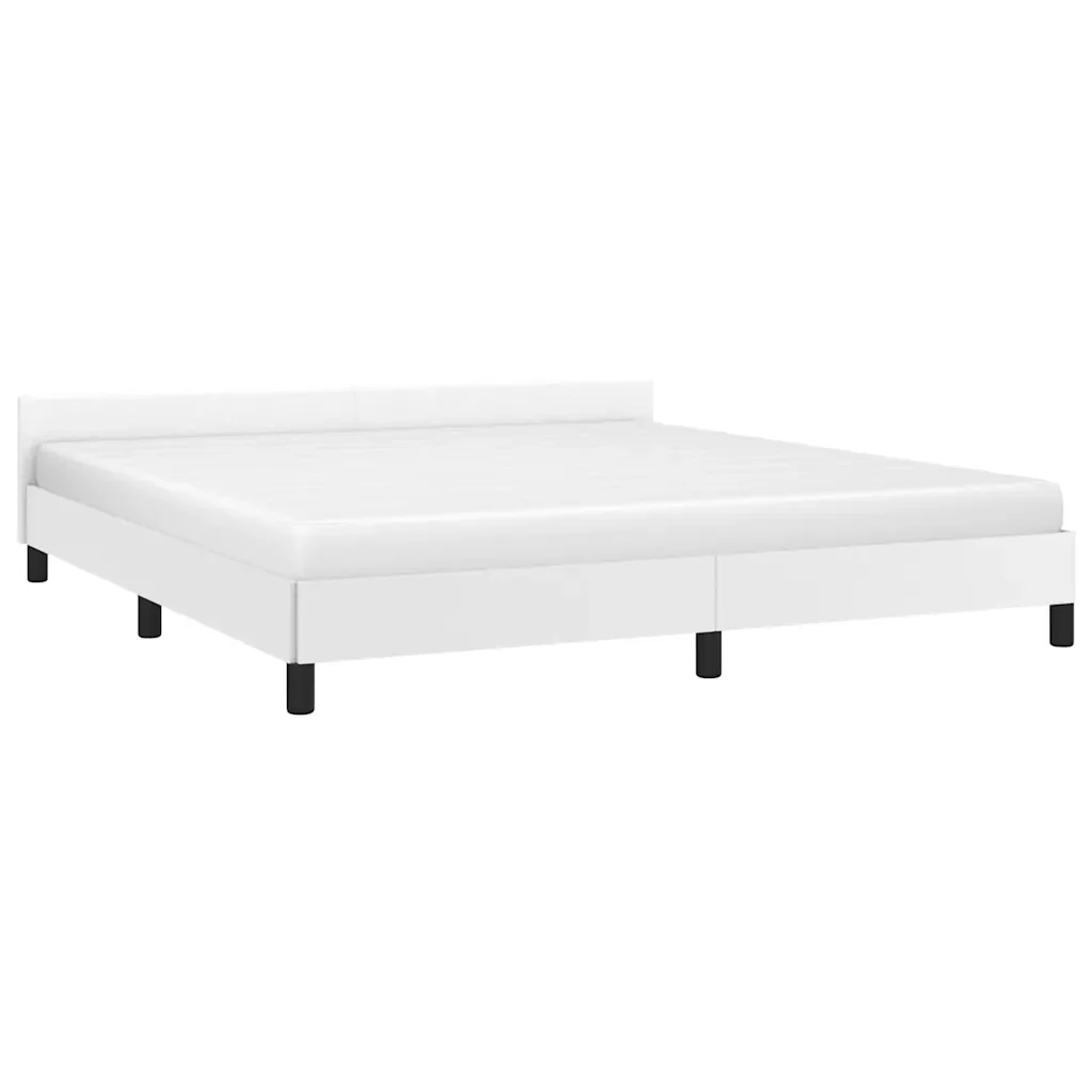 Letto matrimoniale | Letto per adulti | Giroletto con Testiera senza Materasso Bianco 160x200 cm - Image 4