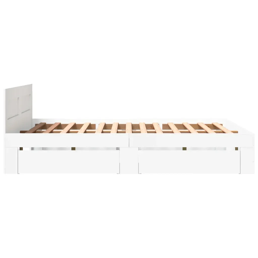 Letto matrimoniale | Letto per adulti | Giroletto con Testiera senza Materasso Bianco 160x200 cm - Image 6