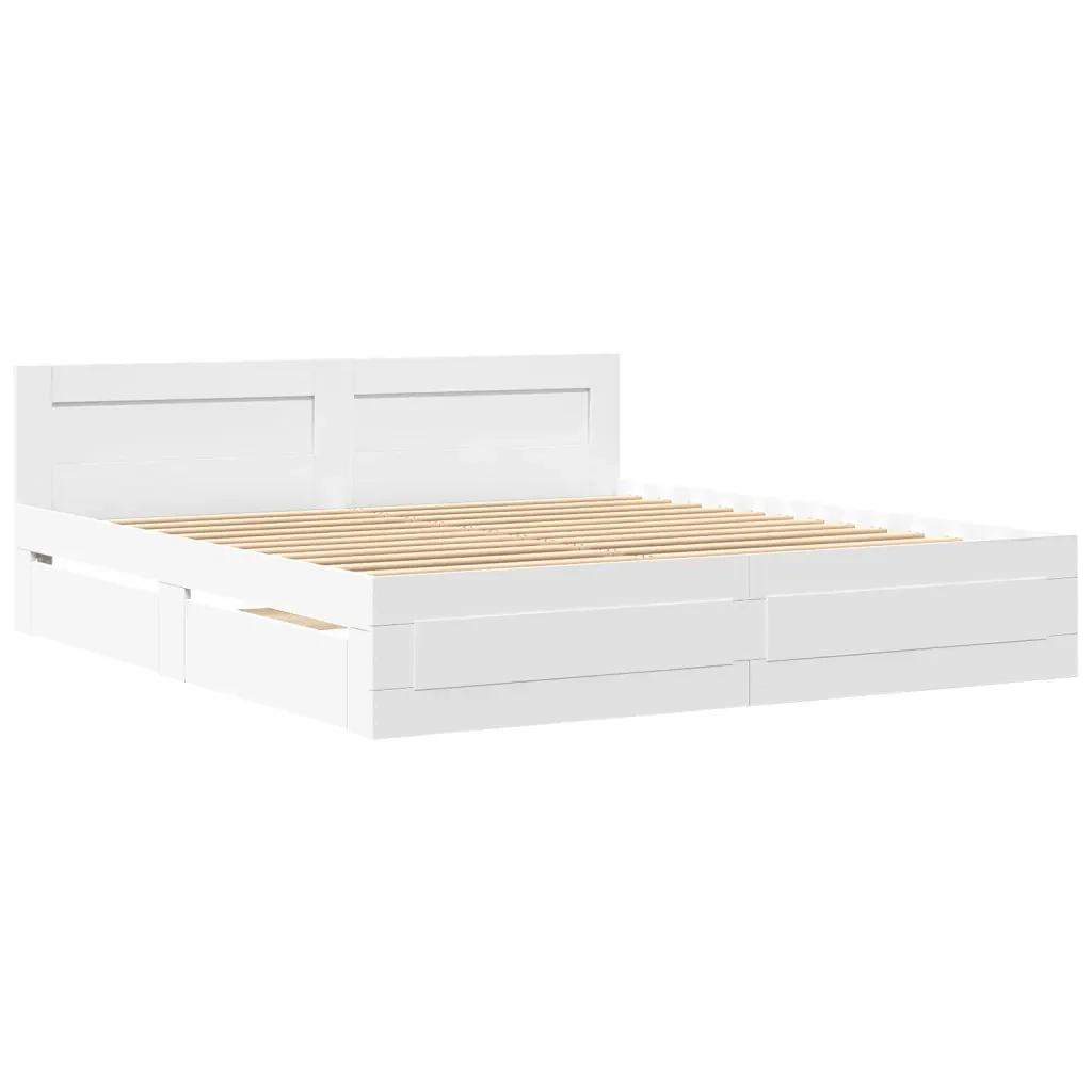 Letto matrimoniale | Letto per adulti | Giroletto con Testiera senza Materasso Bianco 180x200 cm - Image 4