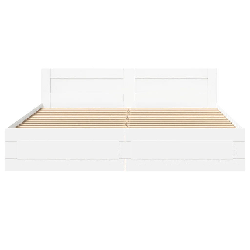 Letto matrimoniale | Letto per adulti | Giroletto con Testiera senza Materasso Bianco 180x200 cm - Image 5