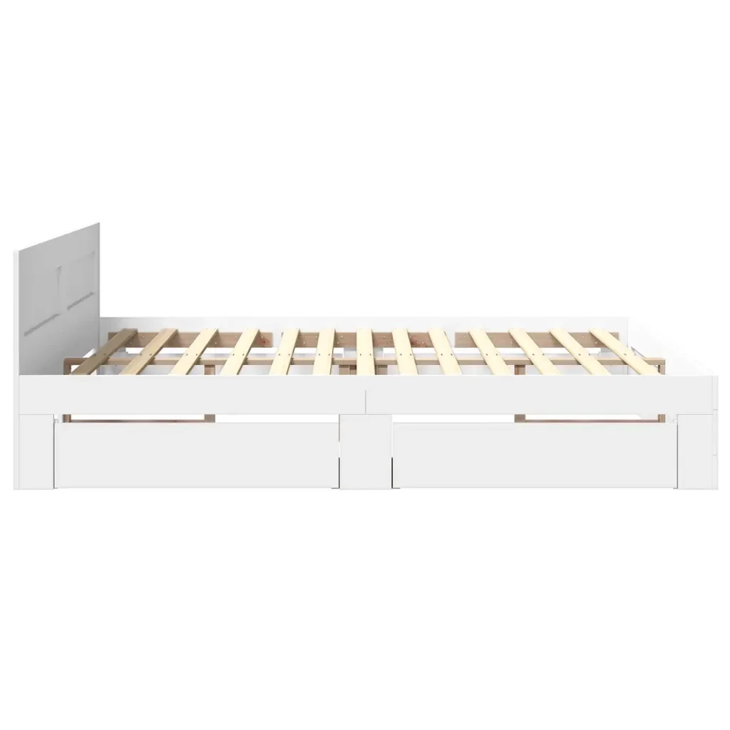 Letto matrimoniale | Letto per adulti | Giroletto con Testiera senza Materasso Bianco 180x200 cm - Image 6
