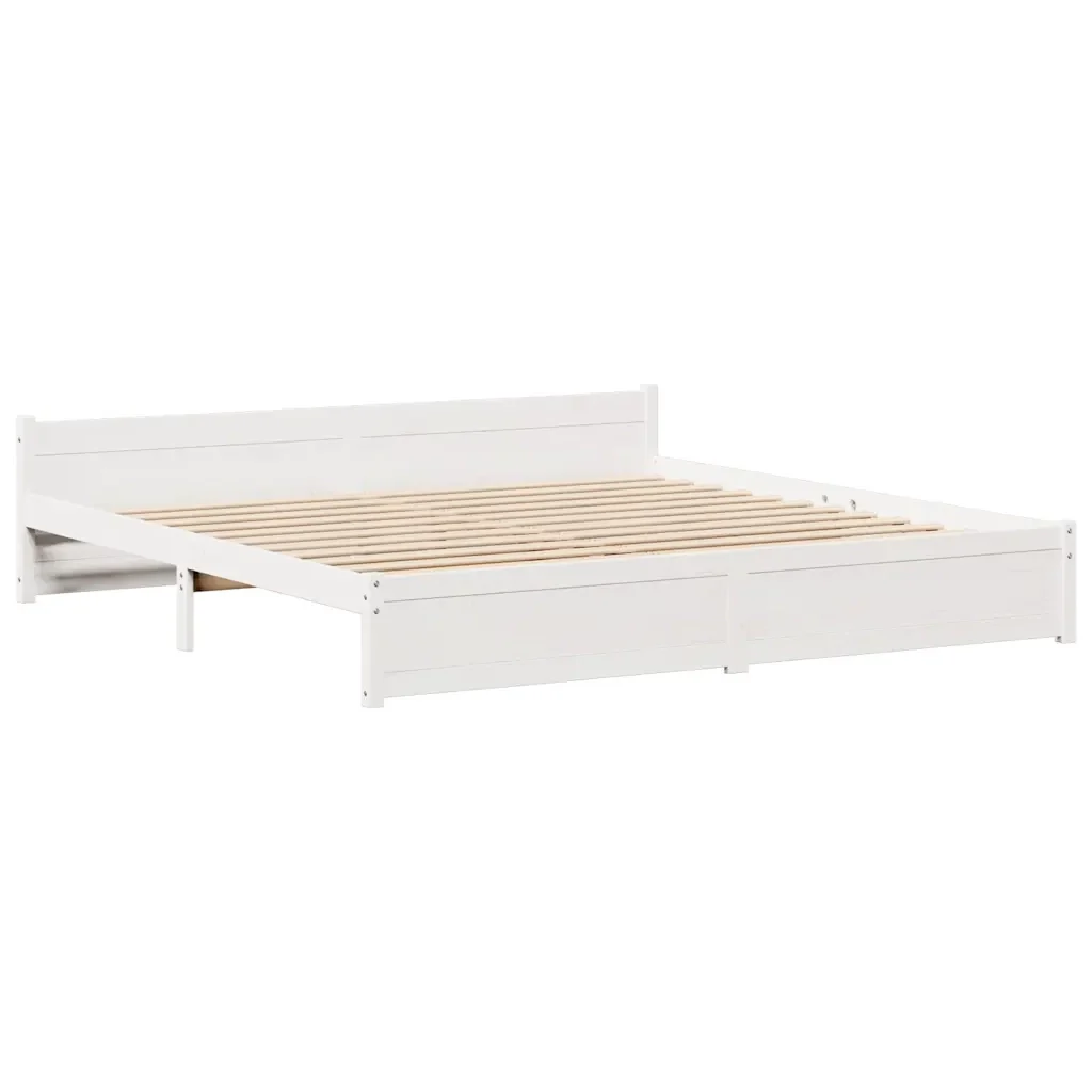 Letto matrimoniale | Letto per adulti | Giroletto con Testiera senza Materasso Bianco 180x200 cm - Image 5