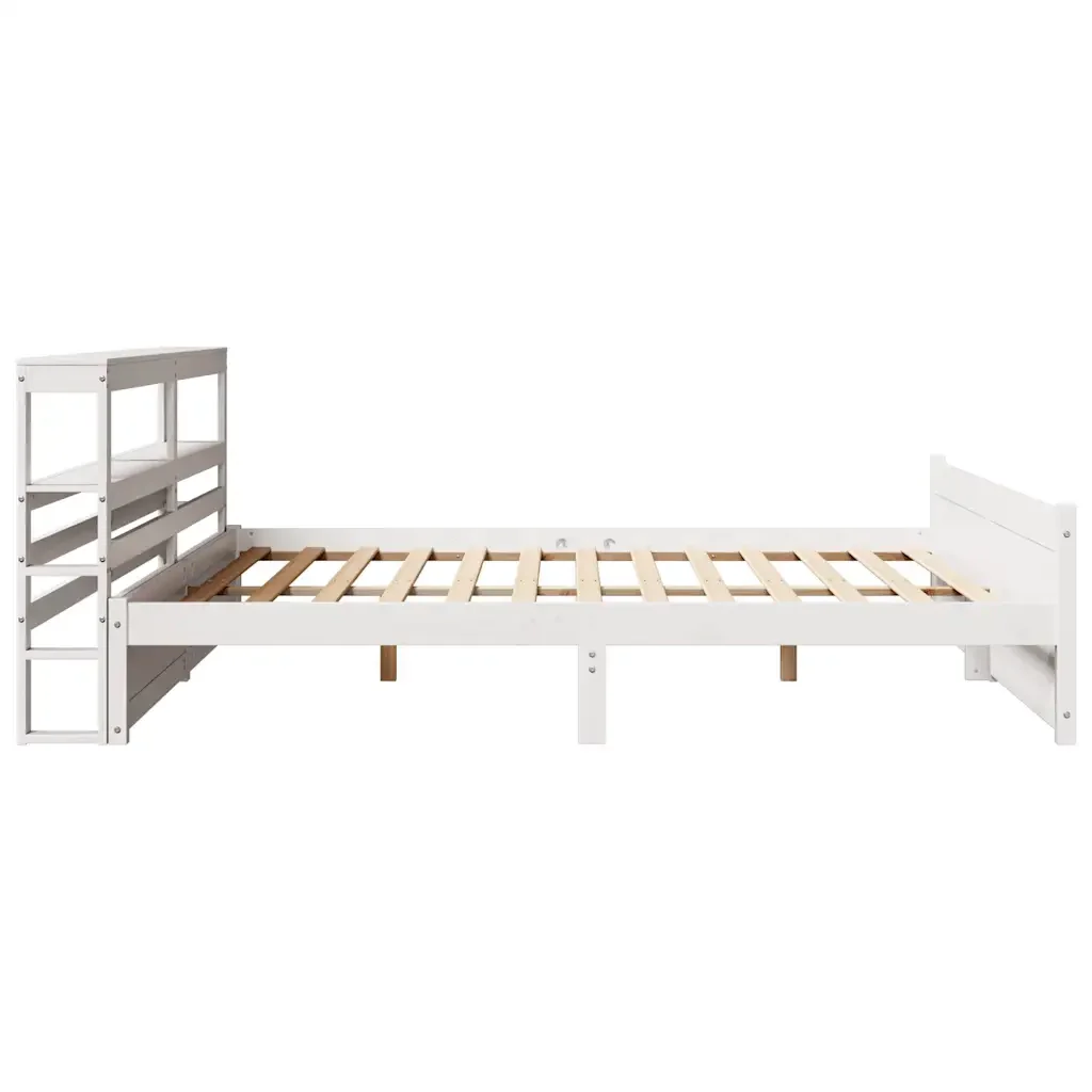Letto matrimoniale | Letto per adulti | Giroletto con Testiera senza Materasso Bianco 180x200 cm - Image 7