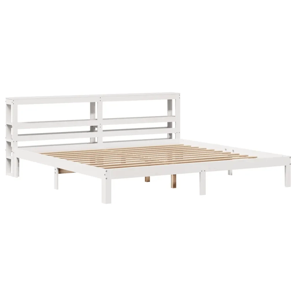Letto matrimoniale | Letto per adulti | Giroletto con Testiera senza Materasso Bianco 180x200 cm - Image 4