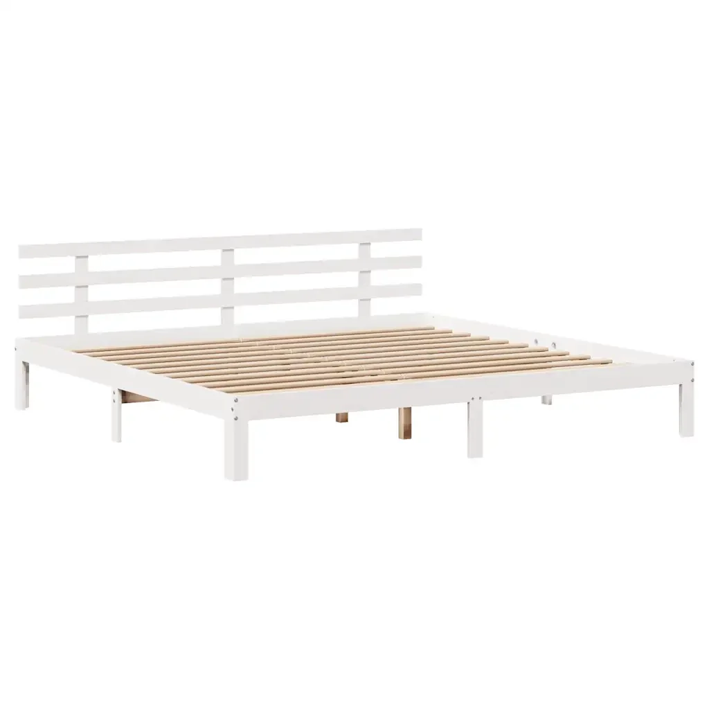 Letto matrimoniale | Letto per adulti | Giroletto con Testiera senza Materasso Bianco 180x200 cm - Image 5