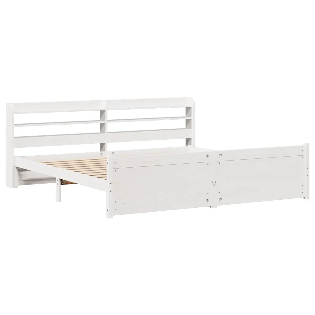 Letto matrimoniale | Letto per adulti | Giroletto con Testiera senza Materasso Bianco 180x200 cm - Image 4