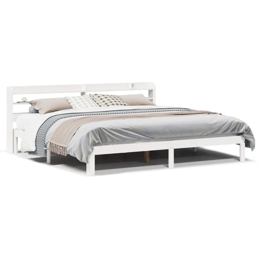 Letto matrimoniale | Letto per adulti | Giroletto con Testiera senza Materasso Bianco 180x200 cm