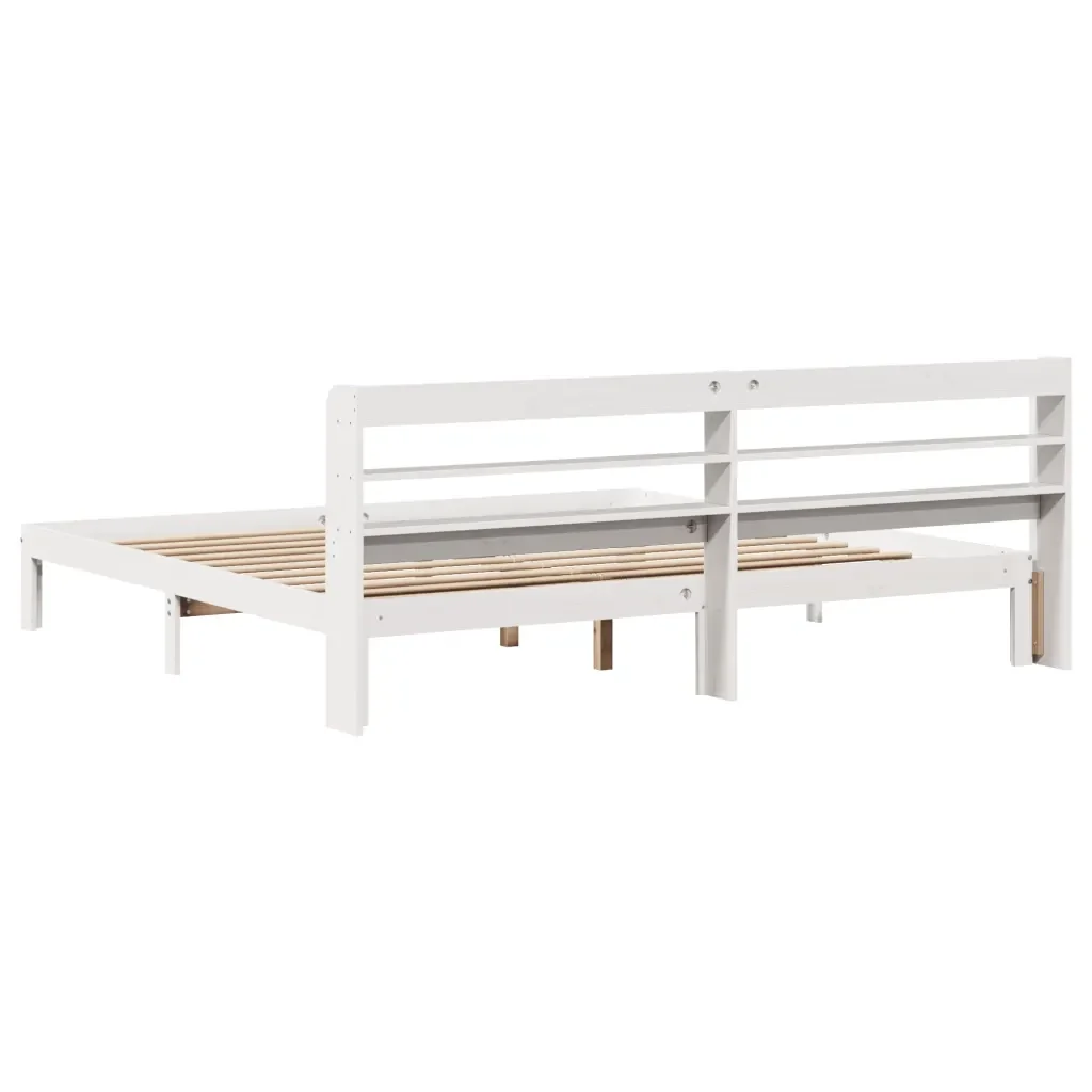 Letto matrimoniale | Letto per adulti | Giroletto con Testiera senza Materasso Bianco 180x200 cm - Image 6