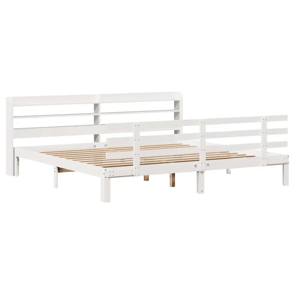 Letto matrimoniale | Letto per adulti | Giroletto con Testiera senza Materasso Bianco 180x200 cm - Image 4