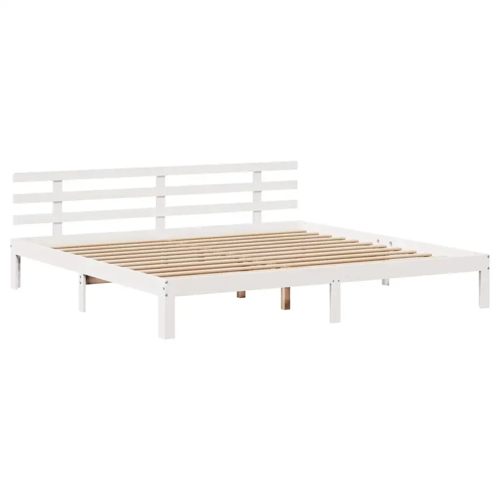 Letto matrimoniale | Letto per adulti | Giroletto con Testiera senza Materasso Bianco 180x200 cm - Image 5