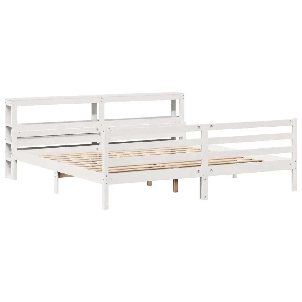 Letto matrimoniale | Letto per adulti | Giroletto con Testiera senza Materasso Bianco 200x200 cm - Image 3
