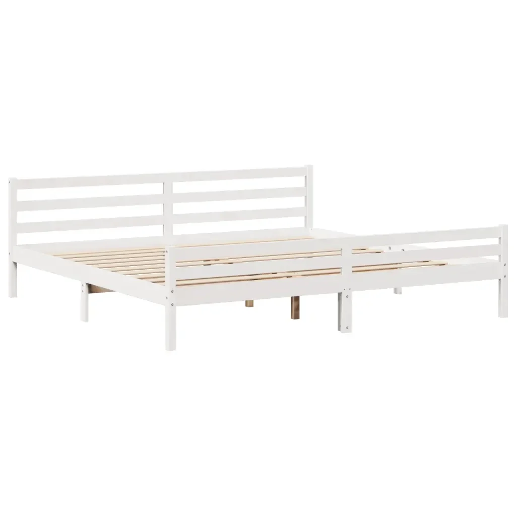 Letto matrimoniale | Letto per adulti | Giroletto con Testiera senza Materasso Bianco 200x200 cm - Image 7