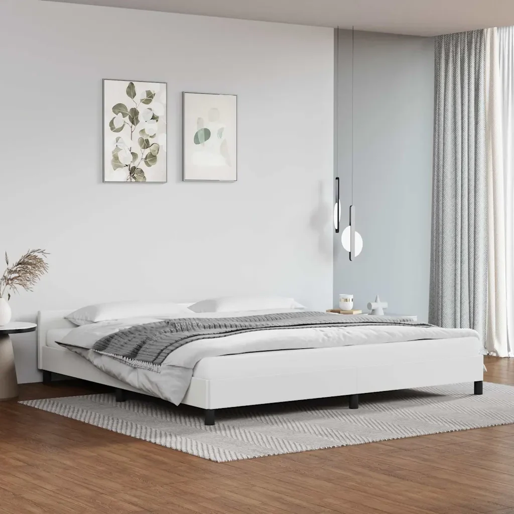 Letto matrimoniale | Letto per adulti | Giroletto con Testiera senza Materasso Bianco 200x200 cm - Image 2