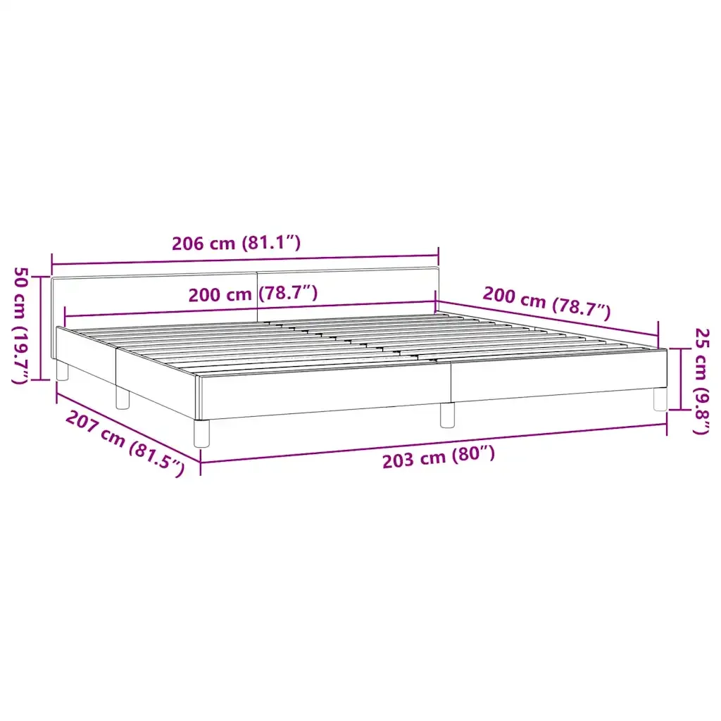 Letto matrimoniale | Letto per adulti | Giroletto con Testiera senza Materasso Bianco 200x200 cm - Image 9