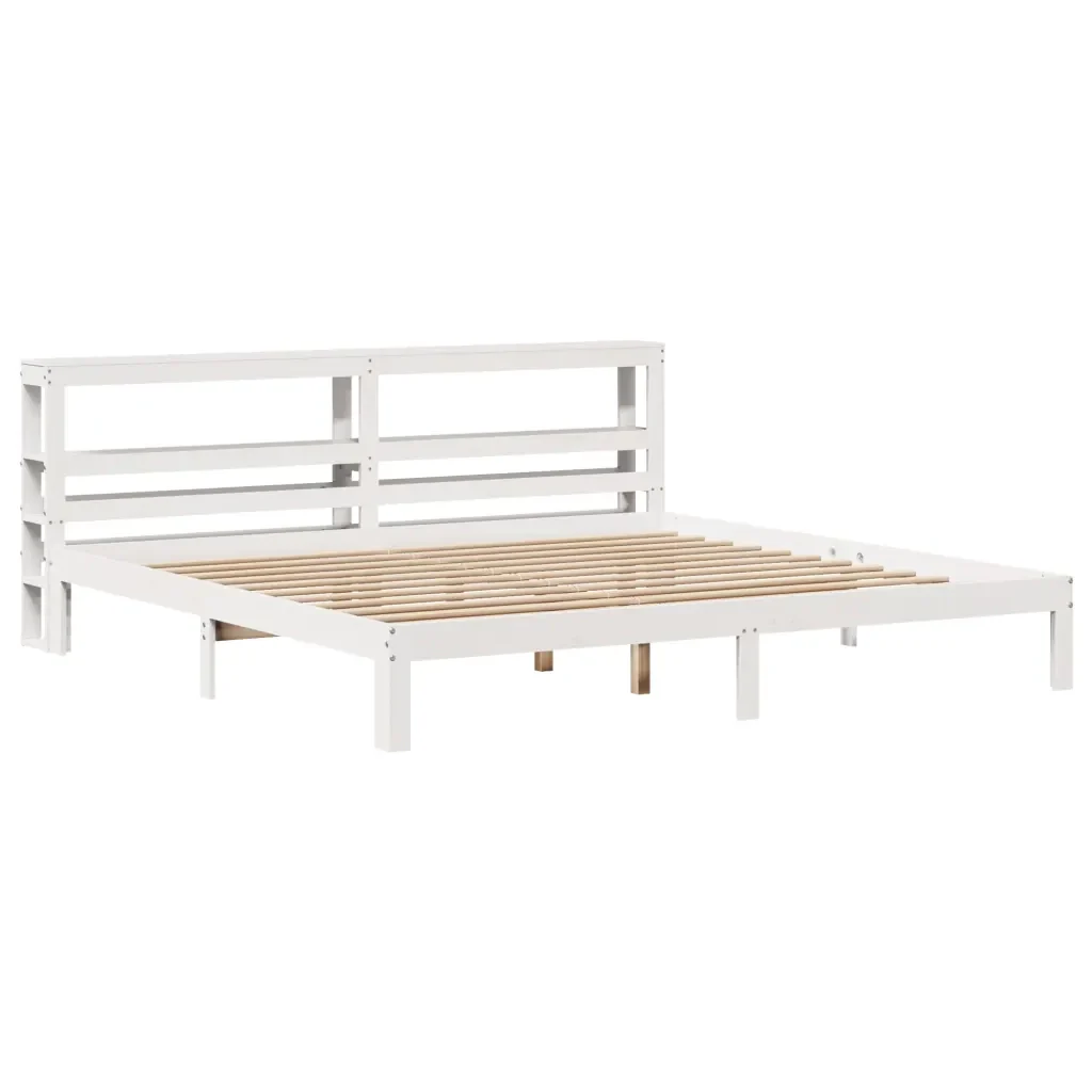 Letto matrimoniale | Letto per adulti | Giroletto con Testiera senza Materasso Bianco 200x200 cm - Image 3