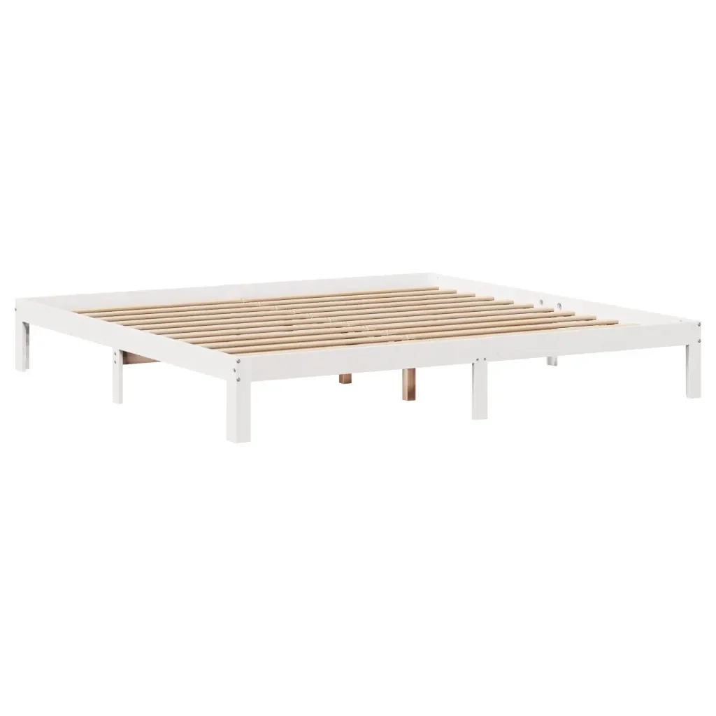 Letto matrimoniale | Letto per adulti | Giroletto con Testiera senza Materasso Bianco 200x200 cm - Image 7