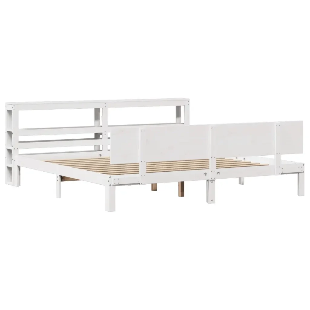 Letto matrimoniale | Letto per adulti | Giroletto con Testiera senza Materasso Bianco 200x200 cm - Image 3
