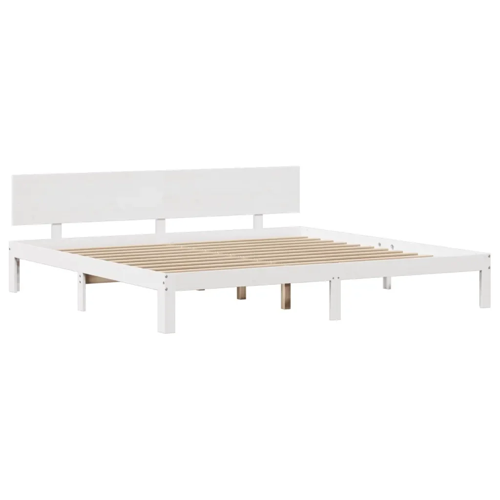 Letto matrimoniale | Letto per adulti | Giroletto con Testiera senza Materasso Bianco 200x200 cm - Image 7