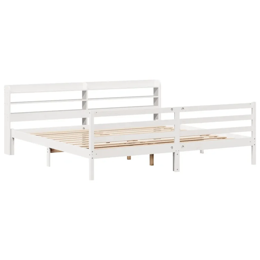 Letto matrimoniale | Letto per adulti | Giroletto con Testiera senza Materasso Bianco 200x200 cm - Image 4