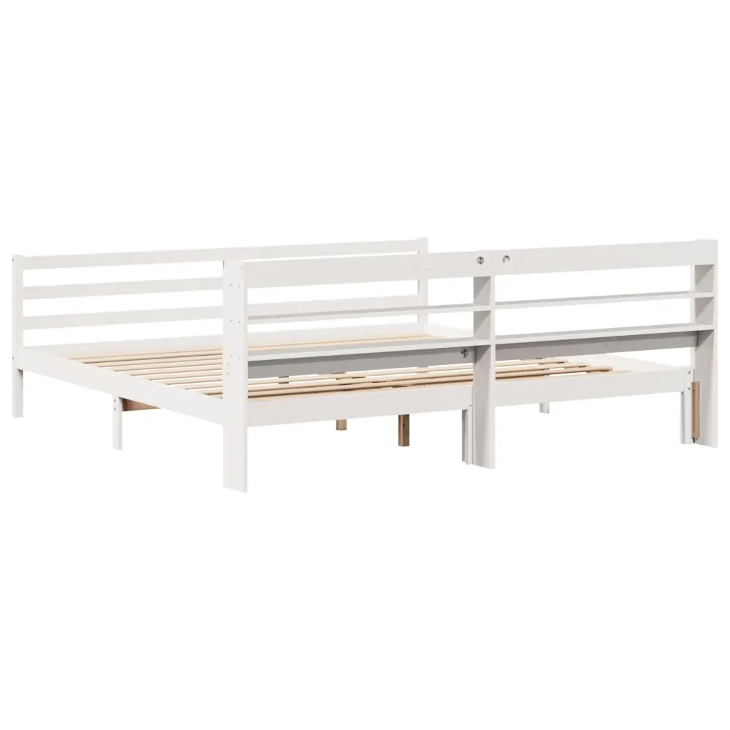 Letto matrimoniale | Letto per adulti | Giroletto con Testiera senza Materasso Bianco 200x200 cm - Image 6