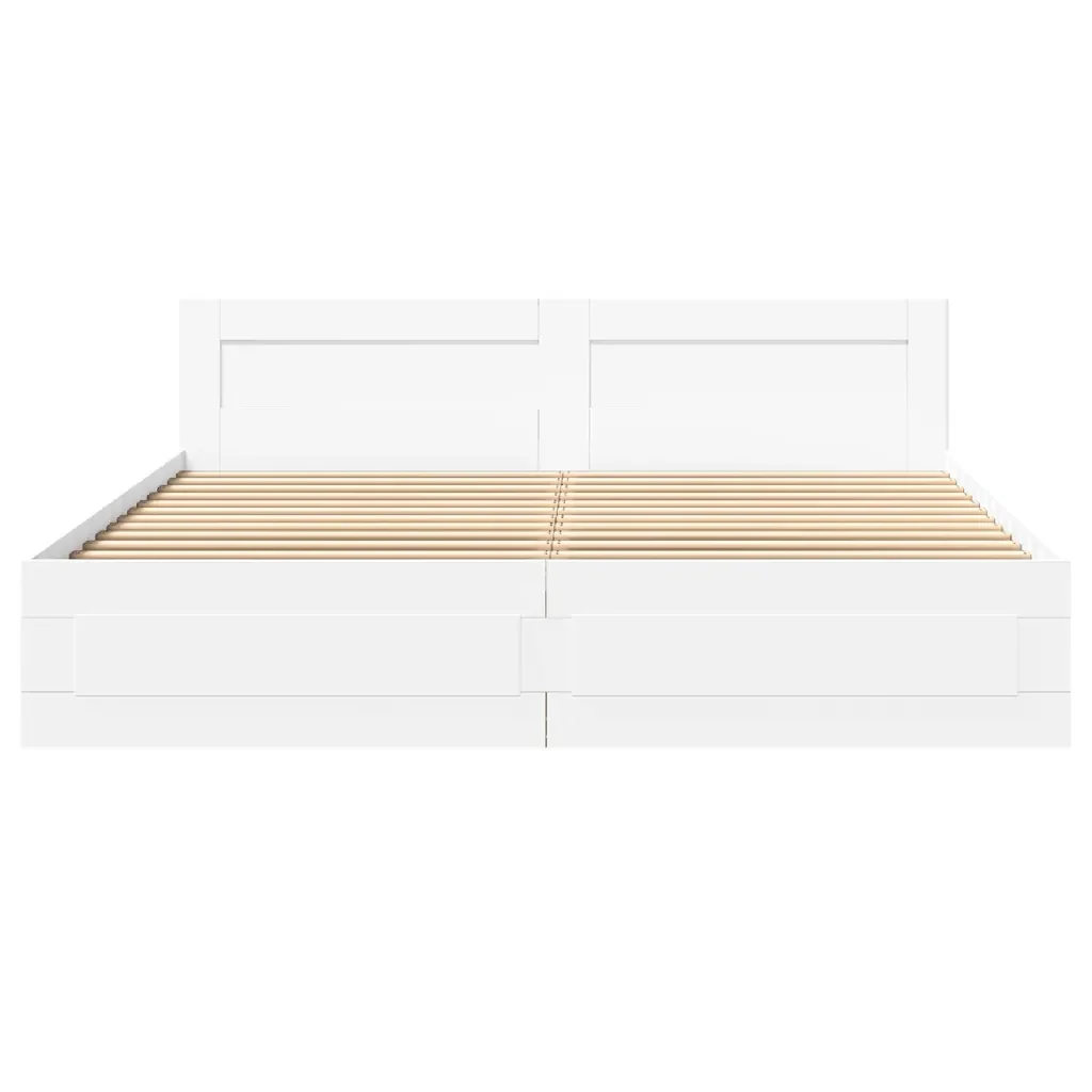 Letto matrimoniale | Letto per adulti | Giroletto con Testiera senza Materasso Bianco 200x200 cm - Image 5