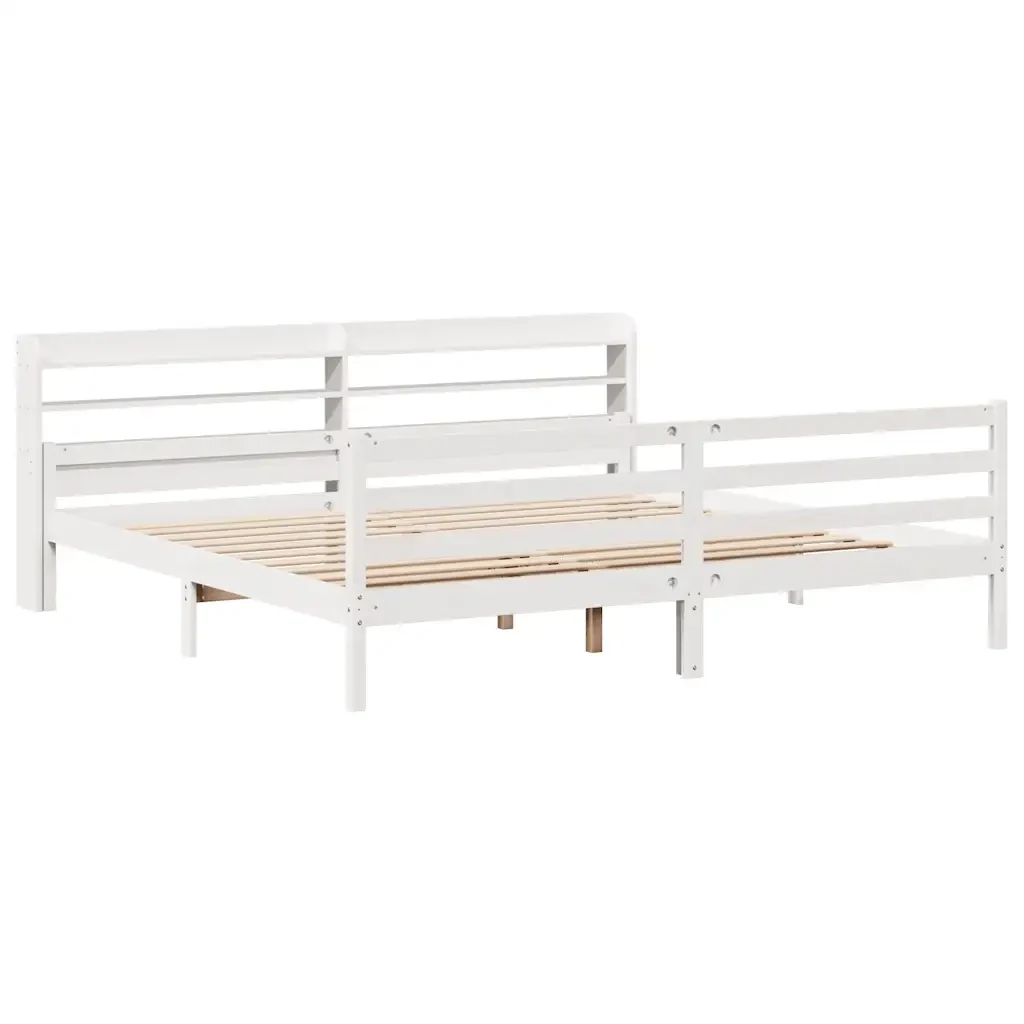 Letto matrimoniale | Letto per adulti | Giroletto con Testiera senza Materasso Bianco 200x200 cm - Image 4