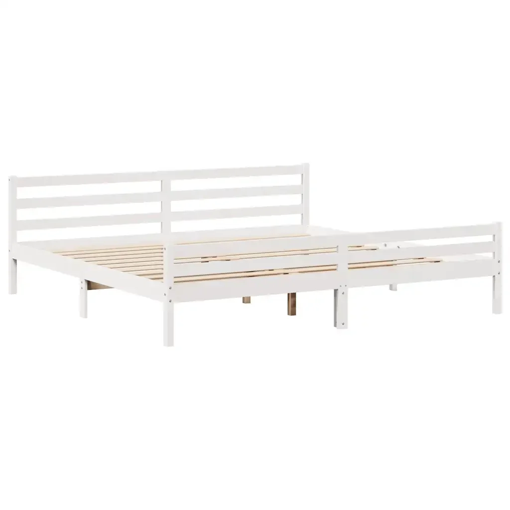 Letto matrimoniale | Letto per adulti | Giroletto con Testiera senza Materasso Bianco 200x200 cm - Image 5