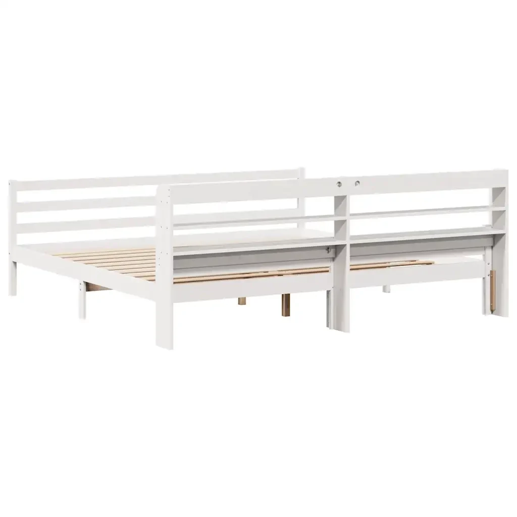 Letto matrimoniale | Letto per adulti | Giroletto con Testiera senza Materasso Bianco 200x200 cm - Image 8
