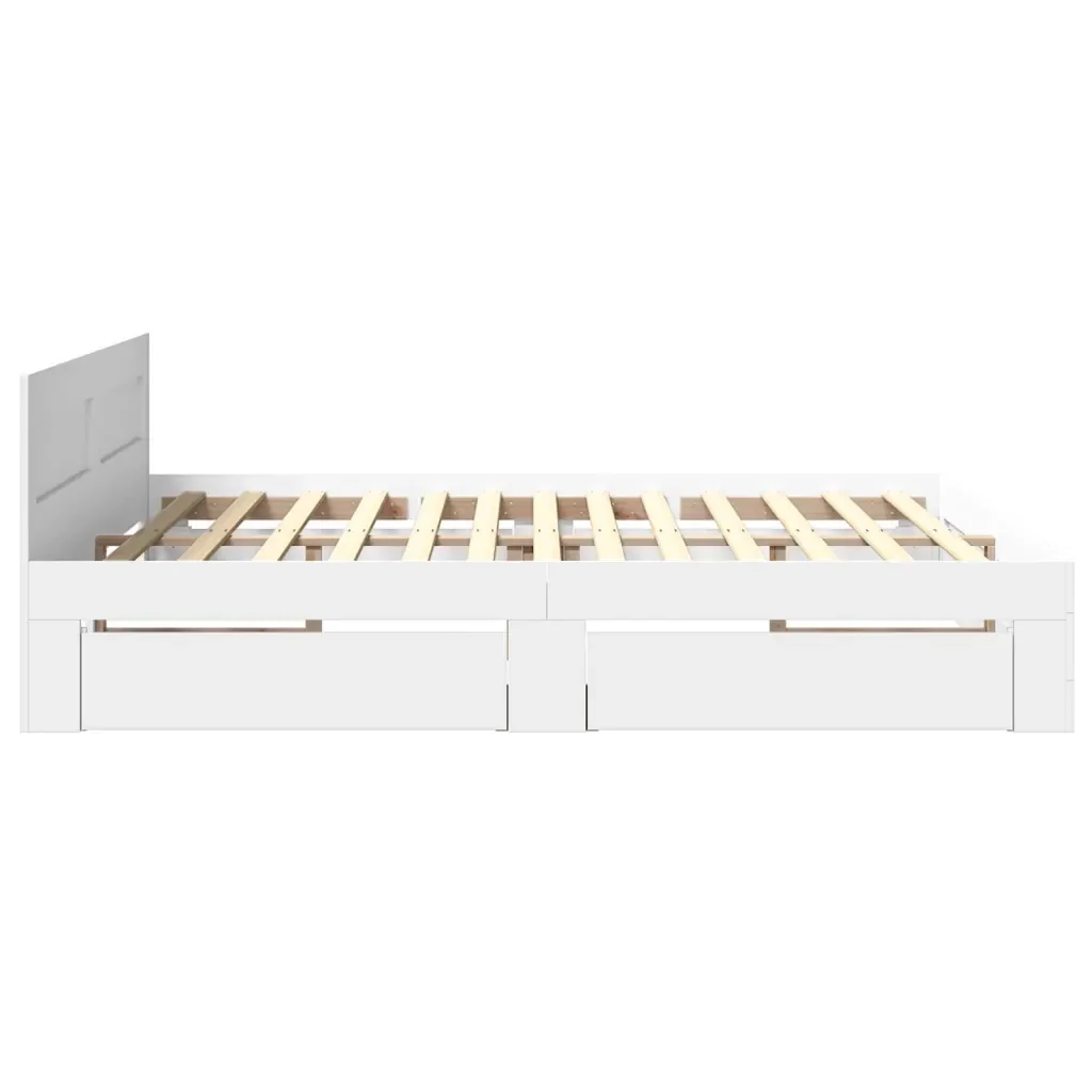 Letto matrimoniale | Letto per adulti | Giroletto con Testiera senza Materasso Bianco 200x200 cm - Image 6