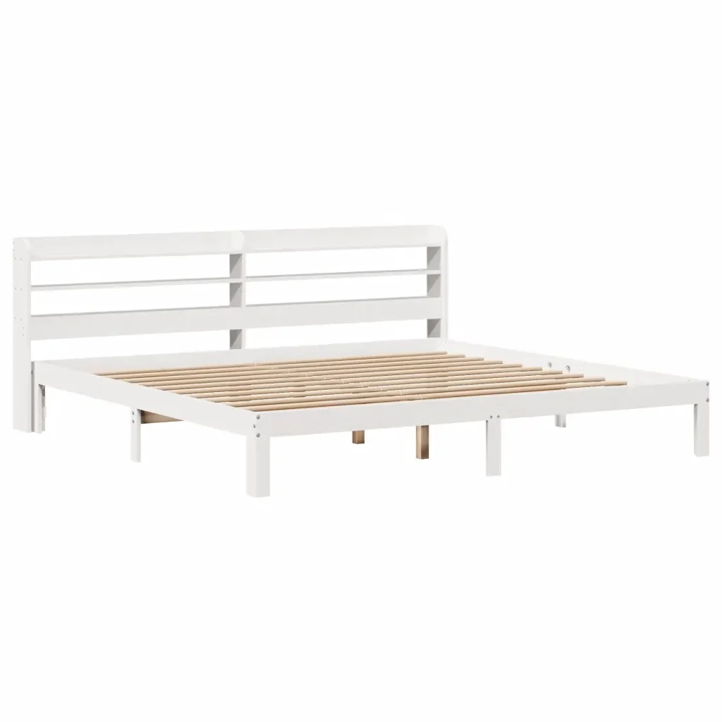 Letto matrimoniale | Letto per adulti | Giroletto con Testiera senza Materasso Bianco 200x200 cm - Image 3