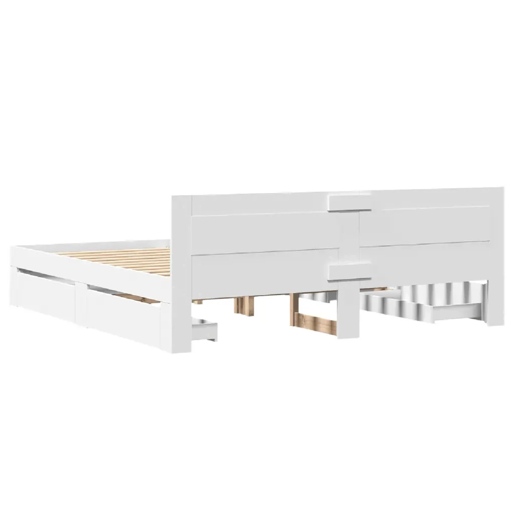 Letto matrimoniale | Letto per adulti | Giroletto con Testiera senza Materasso Bianco 200x200 cm - Image 7